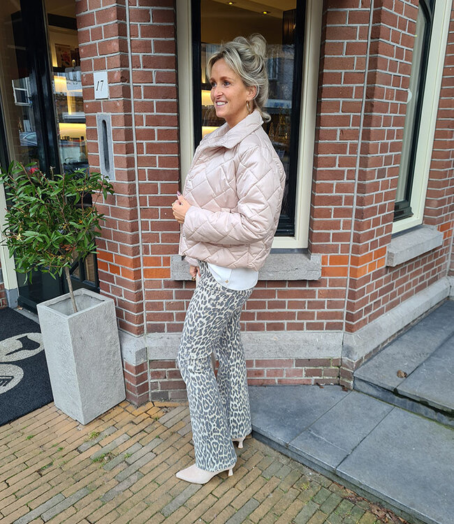 Gewatteerd Jack Glans Beige