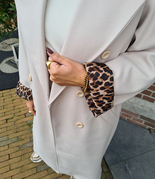 Oversized Mantel Leo Voering Beige