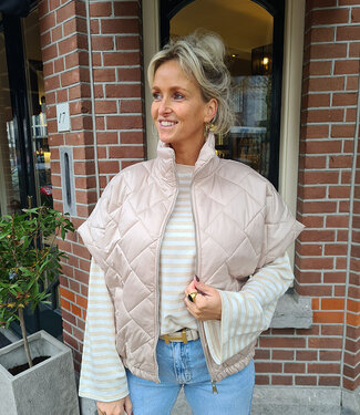 Gewatteerde Bodywarmer Rits GLANS Lichtbeige