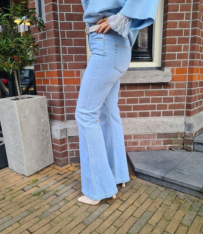 Queen Hearts Flared Jeans 3886 Blauw