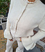 Gebreid Vestje Parel Knopen Uitlopende Mouw Beige