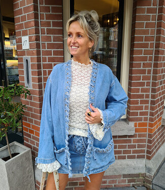 Queen Hearts Spijkerjas Gevlochten Detais