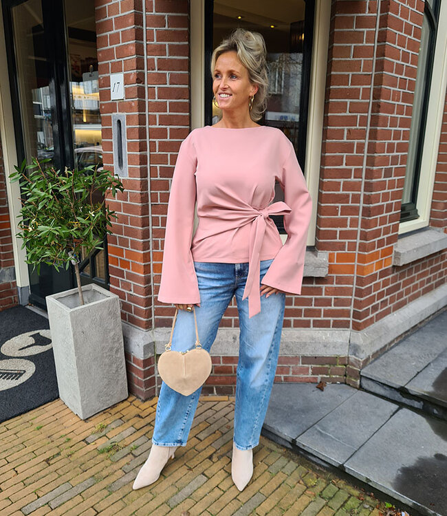 Blouse Getailleerd Strik Oudroze