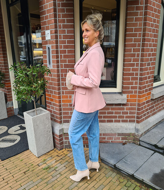 Blazer met Ceintuur Oudroze