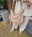 Lederen/Suede Grote Tas met Gouden studs Taupe