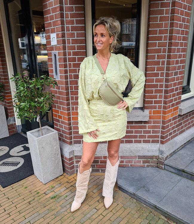 Crossbody Leder met Studs Green