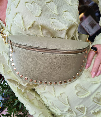 Crossbody Leder met Studs Green