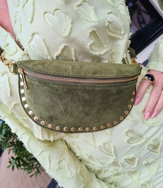Crossbody Suede met Studs Green