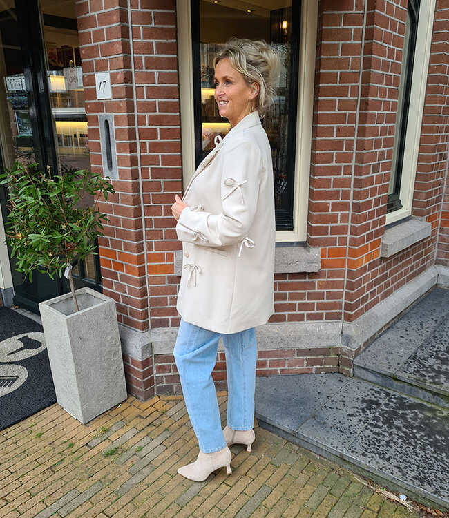 Oversized Blazer Strikjes crème