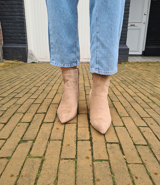 Enkellaarsjes Hakje Suedelook Taupe