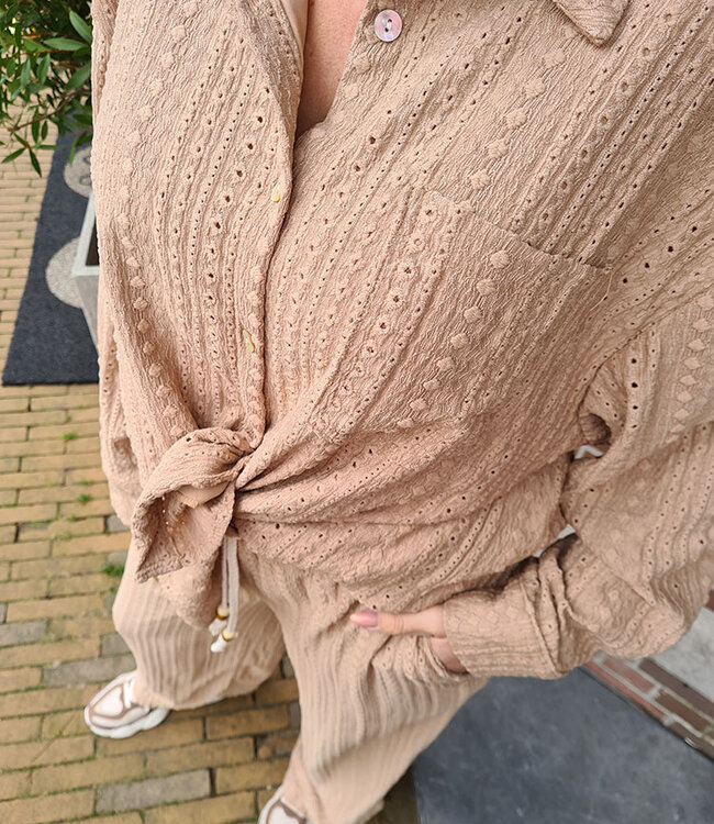 2- Delige Broderie Set Taupe