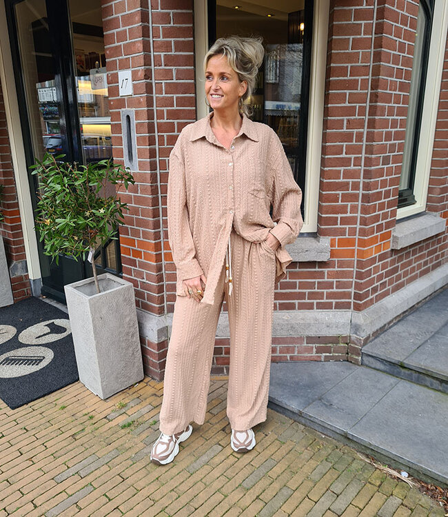 2- Delige Broderie Set Taupe