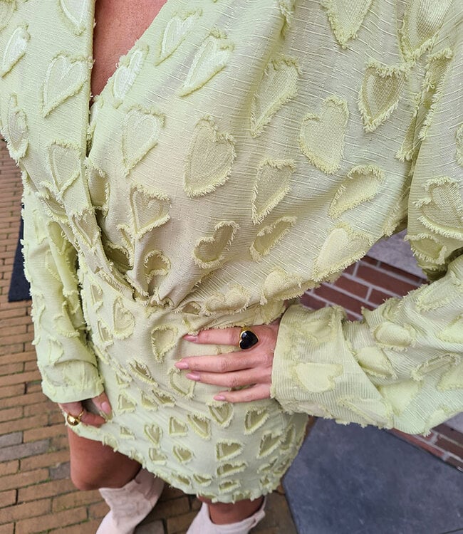 Dress Hartjes Stof Lime Groen