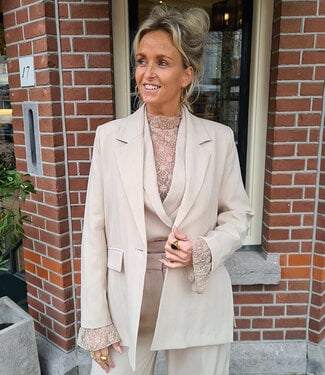 Luxe Blazer met Subtiele Shimmer Beige