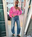 Blouse Gesmokt Vhals Hard Roze