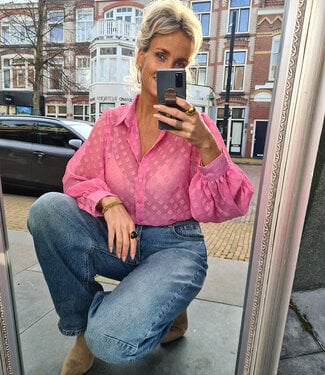 Blouse Ballonmouw Fuchsia