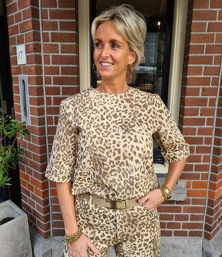 Azzurro Leo Print Soft Denim Top