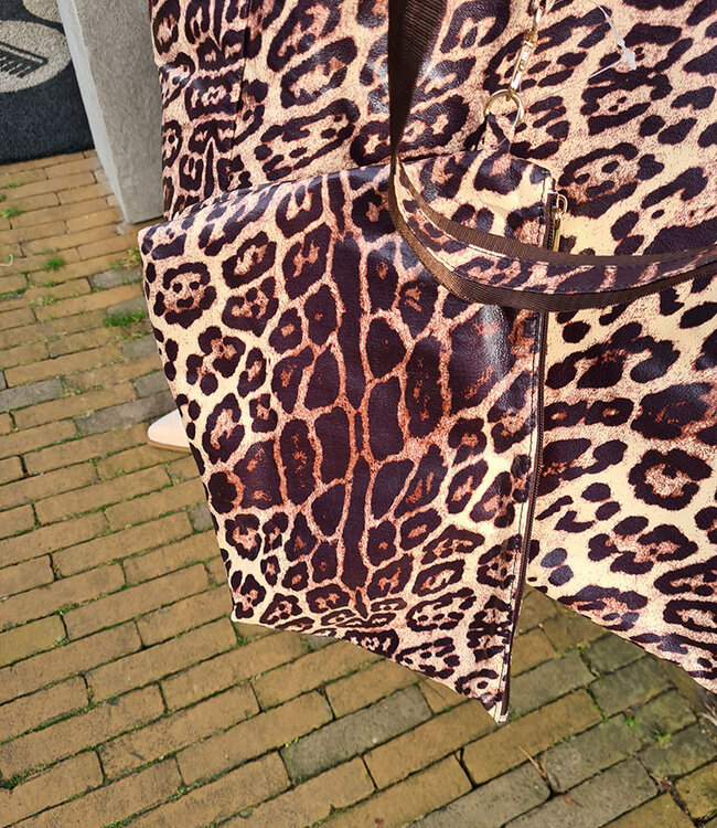 Big Shopper 2delig XXL Leo Bruintinten