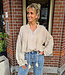 Zachte Oversized Ballonmouw Blouse Beige
