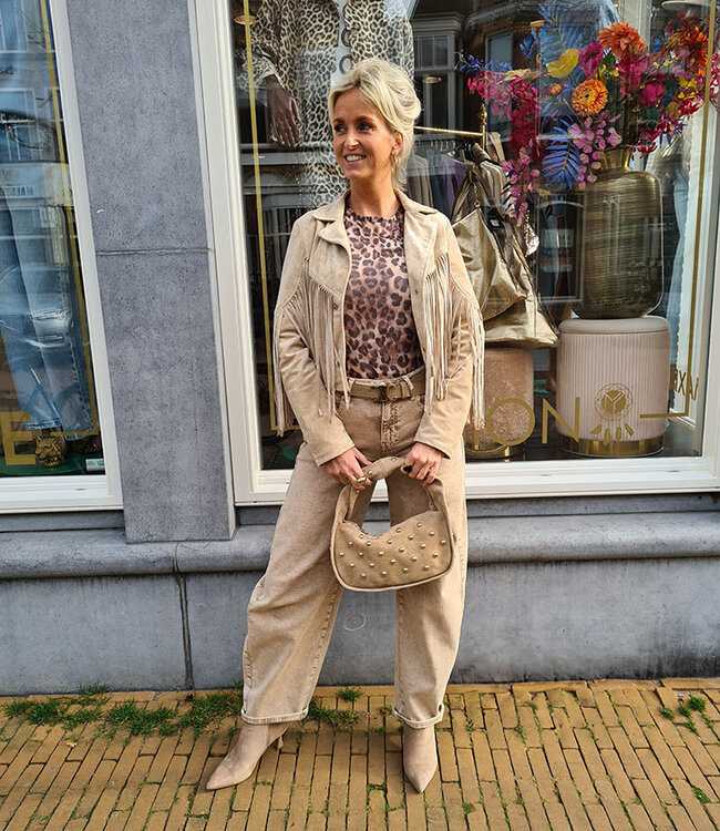 Suedelook Franje Jasje Beige
