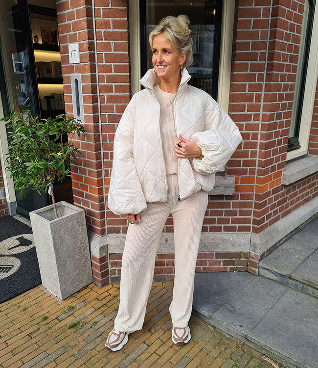 Gewatteerd Jack Doorgestikt Crème