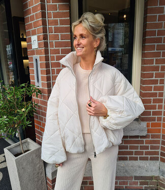 Gewatteerd Jack Doorgestikt Crème