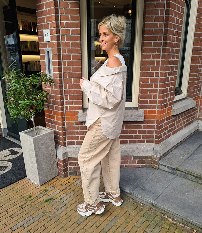 Overhemd met Hemdje Wit/Beige