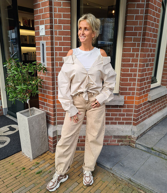 Overhemd met Hemdje Wit/Beige