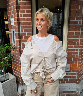 Overhemd met Hemdje Wit/Beige