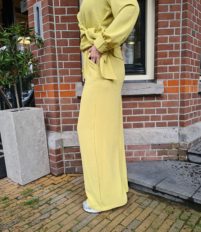 Azzurro Wijde Broek Yellow/Green