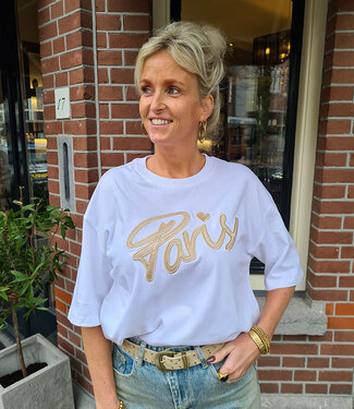 Azzurro T-shirt Paris Wit/Beige