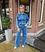 Laulia Stretch Denim Jasje met Bies Gesmokt