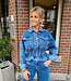 Laulia Stretch Denim Jasje met Bies Gesmokt