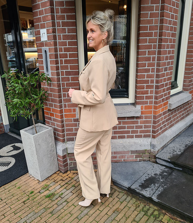 Blazer met Ceintuur Beige