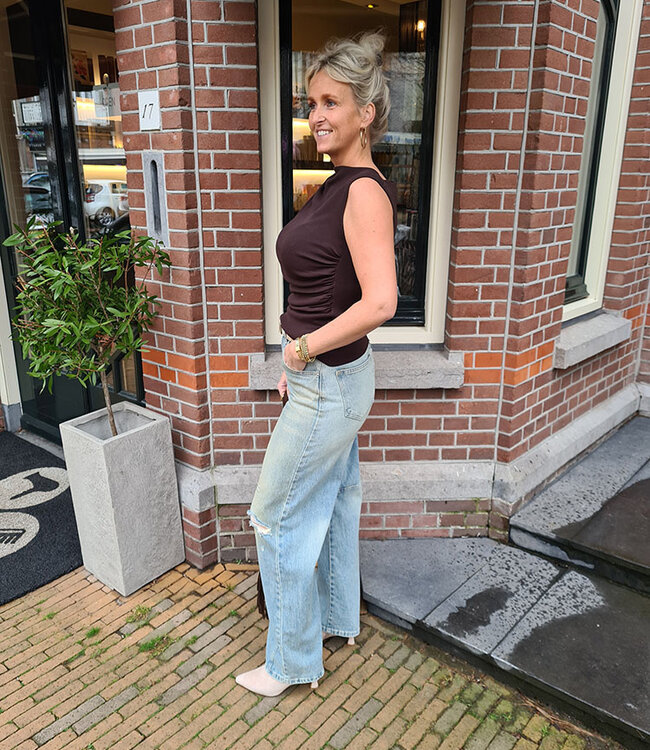 Mouwloze Asymmetrische Top Donkerbruin