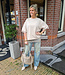 Oversized Tee met Split op Rug Beige