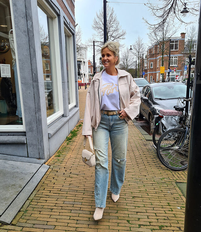 Suede Riem met Gouden Studs Taupe