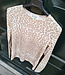 Azzurro Leopard Top Lange Mouw Soft Beige Tinten