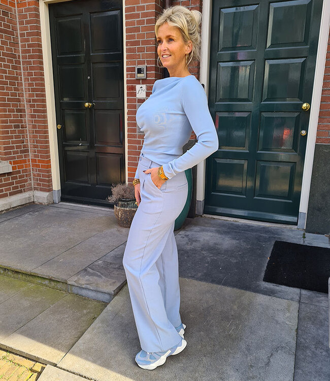 Asymmetrische Hals Longsleeve Blauw