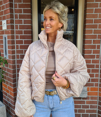 Biba Gewatteerde Doorgestikte Bomber Beige