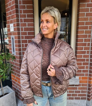 Biba Gewatteerde Doorgestikte Bomber Taupe