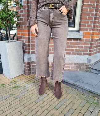 Queen hearts Mom Jeans Brown Wash 3665-6