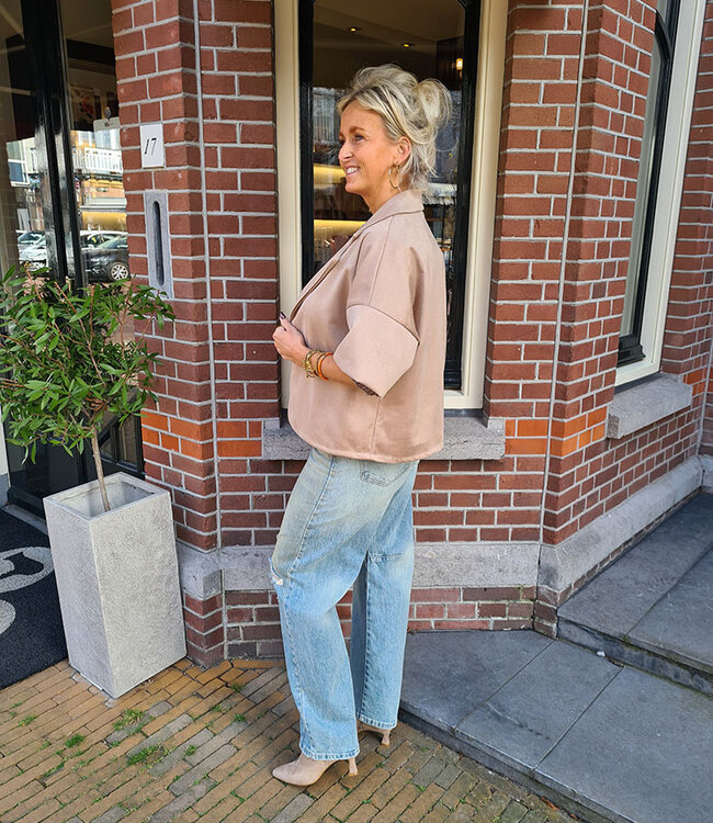 Suedelook Blazer/Vestje Taupe