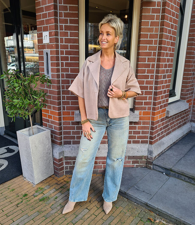 Suedelook Blazer/Vestje Taupe