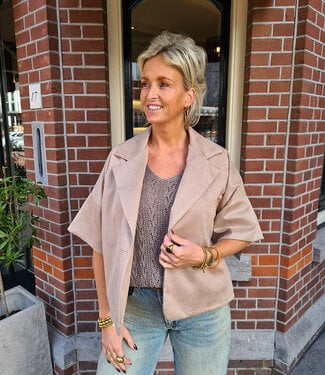 Suedelook Blazer/Vestje Taupe