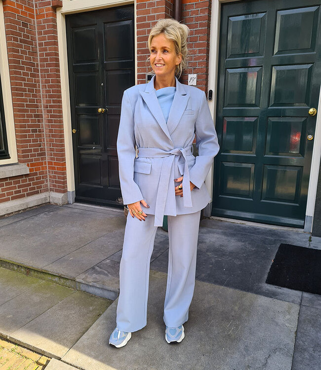 Blazer met Ceintuur Blauw