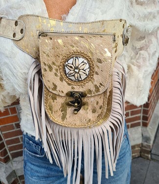 Lederen Heuptas Beigetinten met Franje