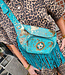 Lederen Heuptas Turquoise/Gold Franje