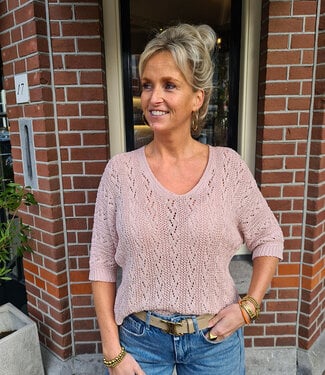 Gehaakte Top met Shimmer Oudroze