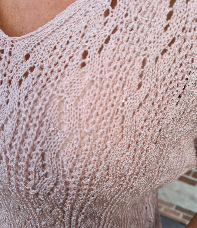Gehaakte Top met Shimmer Oudroze